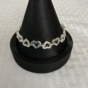 Heart Rhinestone Silver Tone Bracelet